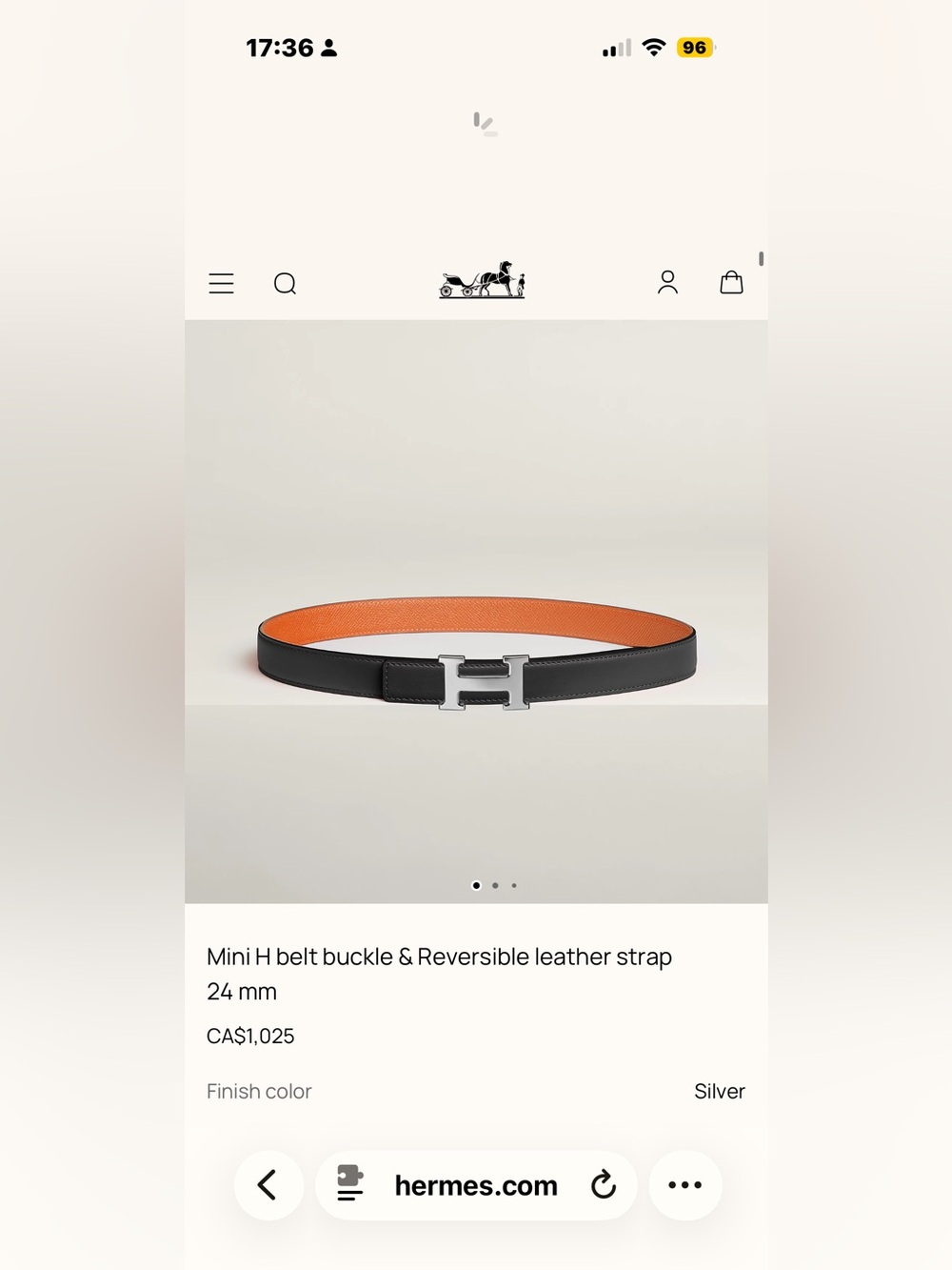 Final Price-No Offers! Hermes Reversible Orange & Black Mini H Belt Kit- Size 80